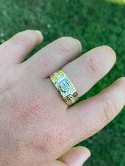 Mens 14k Gold 925 Sterling Silver Diamond Cut Wedding Band Ring Pinky Solitaire -Harlem Bling Shop harlembling mens 14k gold 925 sterling silver diamond cut wedding band ring pinky solitaire 27121.1664376937