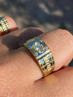 Mens 14k Gold 925 Sterling Silver Diamond Cut Wedding Band Ring Pinky Solitaire -Harlem Bling Shop harlembling mens 14k gold 925 sterling silver diamond cut wedding band ring pinky solitaire 53286.1664382383