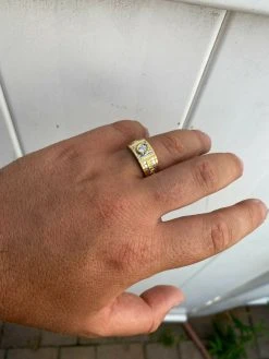 Mens 14k Gold 925 Sterling Silver Diamond Cut Wedding Band Ring Pinky Solitaire -Harlem Bling Shop harlembling mens 14k gold 925 sterling silver diamond cut wedding band ring pinky solitaire 81076.1664396323