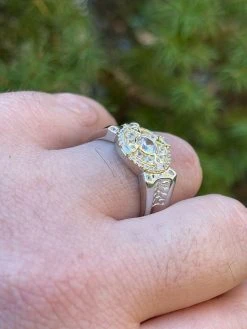 Men's 14k Gold & Real 925 Silver Iced Diamond Solitaire Pinky Compass Star Ring -Harlem Bling Shop harlembling mens 14k gold and real 925 silver iced diamond solitaire pinky compass star ring 00575.1664359688