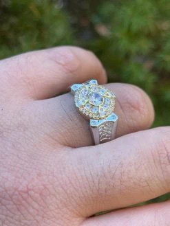 Men's 14k Gold & Real 925 Silver Iced Diamond Solitaire Pinky Compass Star Ring -Harlem Bling Shop harlembling mens 14k gold and real 925 silver iced diamond solitaire pinky compass star ring 03082.1664360831