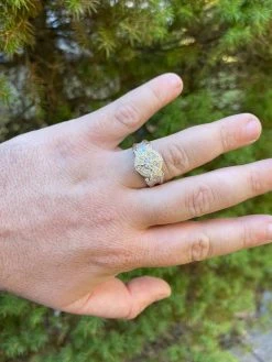 Men's 14k Gold & Real 925 Silver Iced Diamond Solitaire Pinky Compass Star Ring -Harlem Bling Shop harlembling mens 14k gold and real 925 silver iced diamond solitaire pinky compass star ring 57359.1664355225