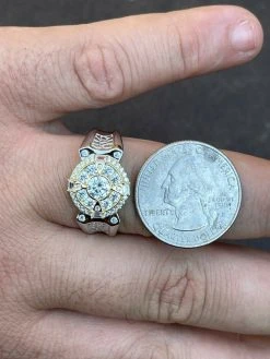 Men's 14k Gold & Real 925 Silver Iced Diamond Solitaire Pinky Compass Star Ring -Harlem Bling Shop harlembling mens 14k gold and real 925 silver iced diamond solitaire pinky compass star ring 62099.1664359927