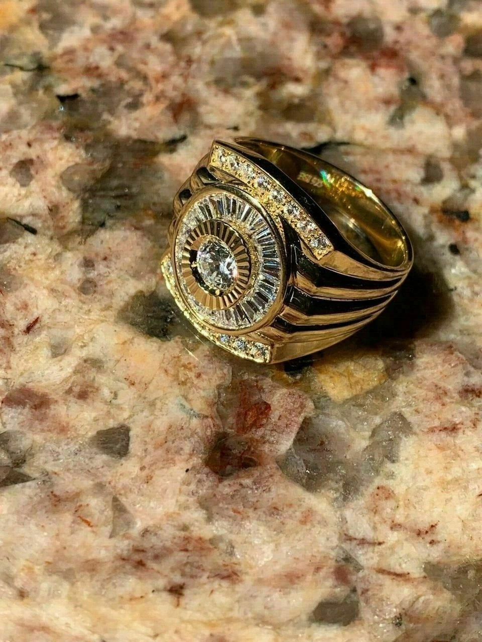 Men's 14k Gold & Real Solid 925 Silver Big Diamond RING Iced Icy Large Pinky 14 Men's 14k Gold & Real Solid 925 Silver Big Diamond RING Iced Icy Large Pinky - Image 12