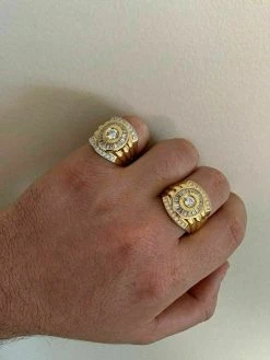Men's 14k Gold & Real Solid 925 Silver Big Diamond RING Iced Icy Large Pinky 16 Men's 14k Gold & Real Solid 925 Silver Big Diamond RING Iced Icy Large Pinky -Harlem Bling Shop harlembling mens 14k gold and real solid 925 silver big diamond ring iced icy large pinky 67910.1664396588