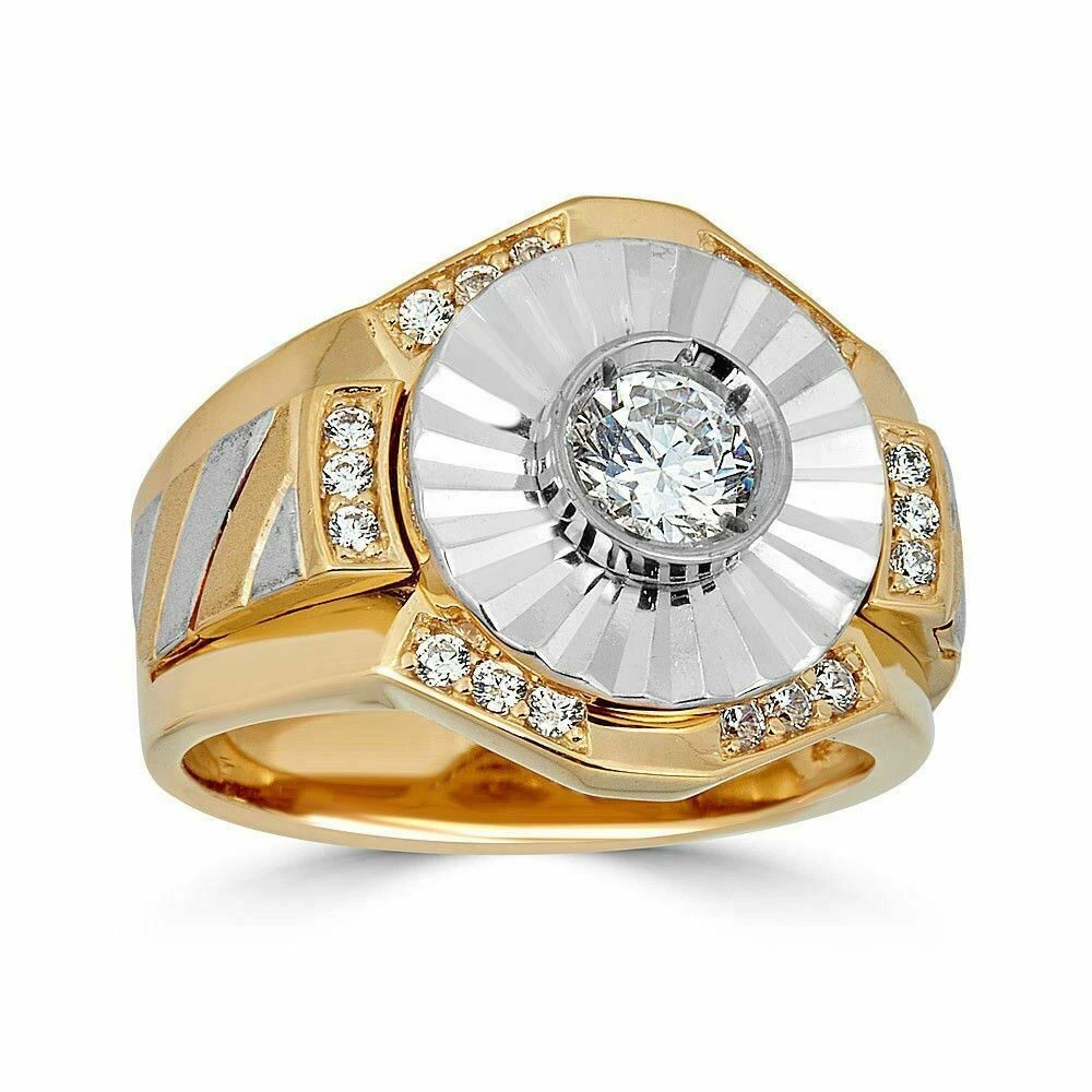 Men's 14k Gold & Real Solid 925 Silver Diamond RING Iced Icy Pinky Solitaire 4 Men's 14k Gold & Real Solid 925 Silver Diamond RING Iced Icy Pinky Solitaire - Image 2