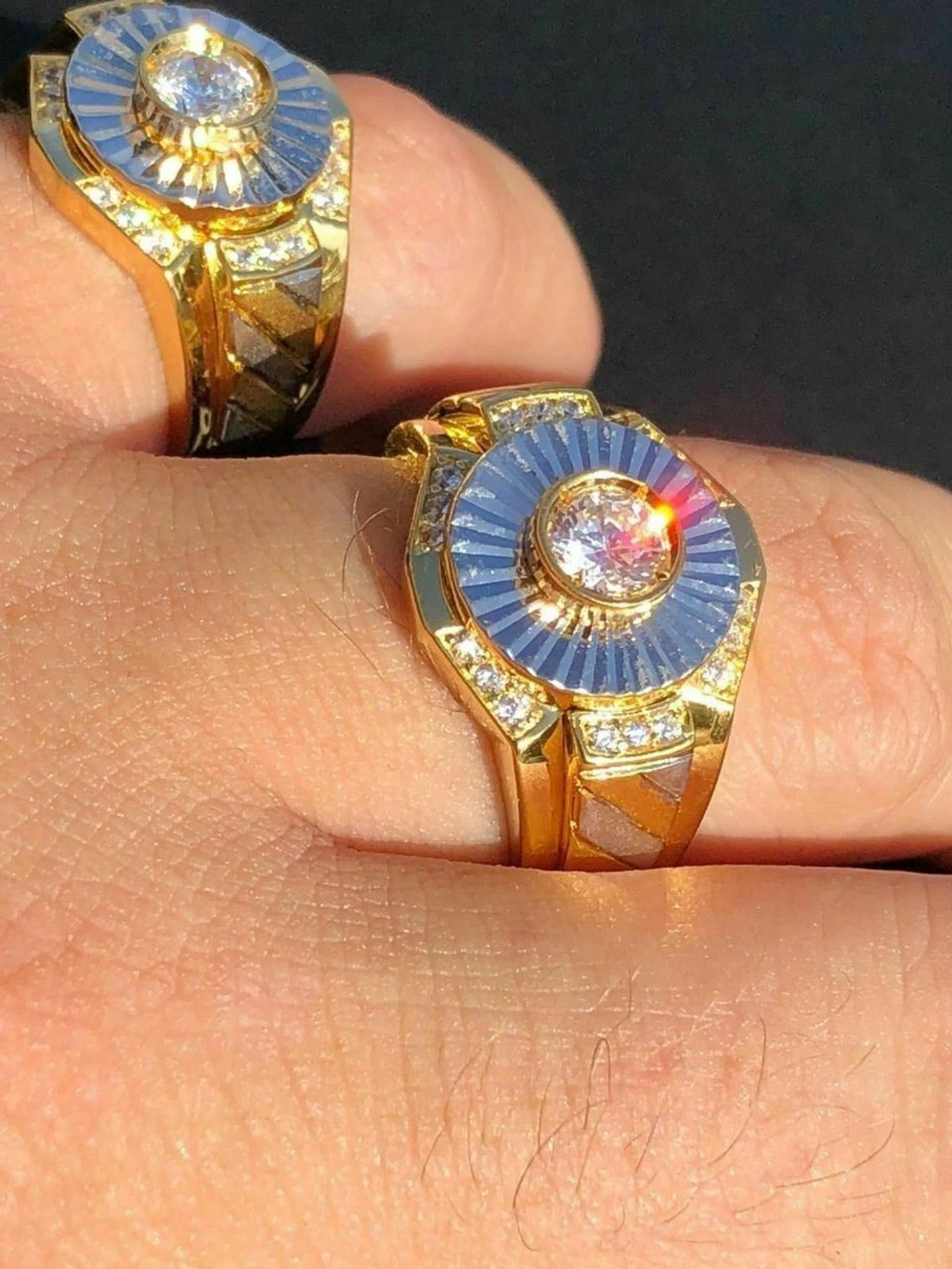 Men's 14k Gold & Real Solid 925 Silver Diamond RING Iced Icy Pinky Solitaire 3 Men's 14k Gold & Real Solid 925 Silver Diamond RING Iced Icy Pinky Solitaire