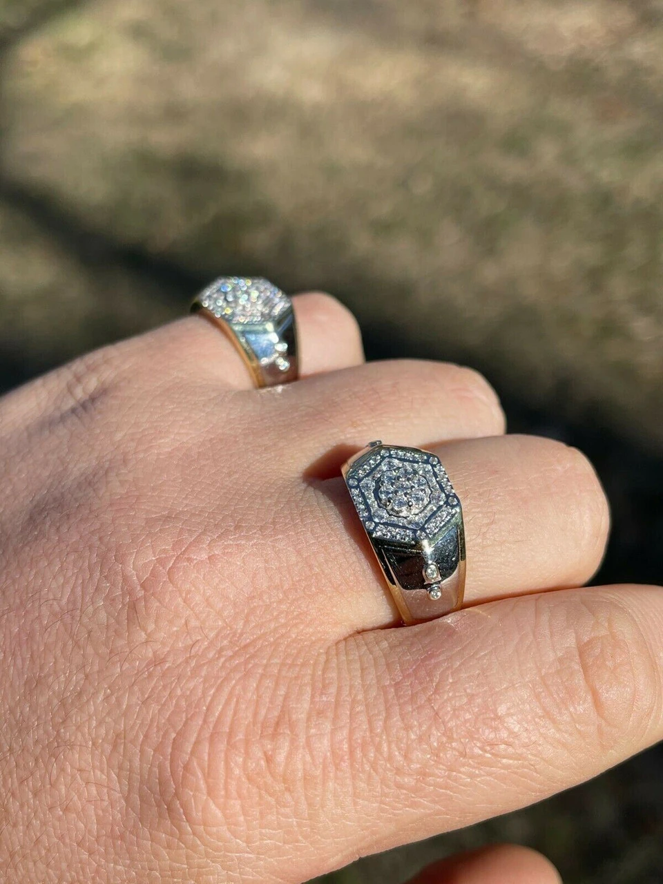 Mens 14k Gold & Real Solid 925 Silver Diamond RING Size 6 7 8 9 10 11 12 13 ICED 9 Mens 14k Gold & Real Solid 925 Silver Diamond RING Size 6 7 8 9 10 11 12 13 ICED - Image 7