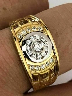 Men's 14k Gold & Real Solid 925 Silver Diamond RING Size 7 8 9 10 11 12 13 ICY