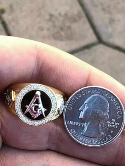 Mens 14k Gold & Real Solid 925 Silver Free Mason Masonic G Black Onyx Ring Pinky -Harlem Bling Shop harlembling mens 14k gold and real solid 925 silver free mason masonic g black onyx ring pinky 76149.1665670877