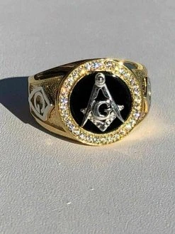 Mens 14k Gold & Real Solid 925 Silver Free Mason Masonic G Black Onyx Ring Pinky -Harlem Bling Shop harlembling mens 14k gold and real solid 925 silver free mason masonic g black onyx ring pinky 81972.1664380396