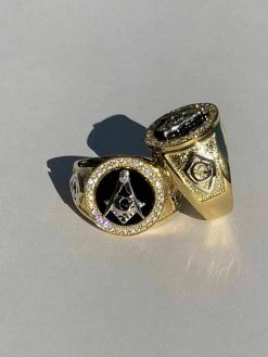 Mens 14k Gold & Real Solid 925 Silver Free Mason Masonic G Black Onyx Ring Pinky -Harlem Bling Shop harlembling mens 14k gold and real solid 925 silver free mason masonic g black onyx ring pinky 83781.1664393417