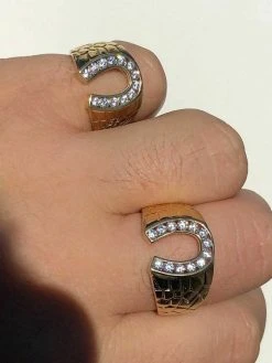 Men's 14k Gold & Real Solid 925 Silver Lucky Horseshoe Ring Size 7 8 9 10 11 12 -Harlem Bling Shop harlembling mens 14k gold and real solid 925 silver lucky horseshoe ring size 7 8 9 10 11 12 16146.1664391662