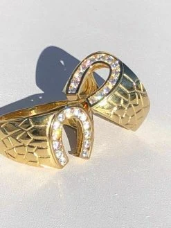 Men's 14k Gold & Real Solid 925 Silver Lucky Horseshoe Ring Size 7 8 9 10 11 12 -Harlem Bling Shop harlembling mens 14k gold and real solid 925 silver lucky horseshoe ring size 7 8 9 10 11 12 22491.1664397370