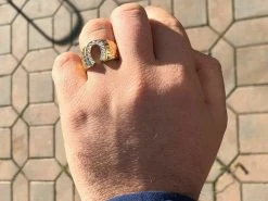 Men's 14k Gold & Real Solid 925 Silver Lucky Horseshoe Ring Size 7 8 9 10 11 12 -Harlem Bling Shop harlembling mens 14k gold and real solid 925 silver lucky horseshoe ring size 7 8 9 10 11 12 46851.1664376257