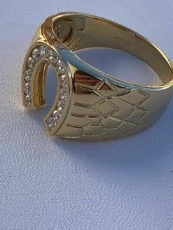 Men's 14k Gold & Real Solid 925 Silver Lucky Horseshoe Ring Size 7 8 9 10 11 12 -Harlem Bling Shop harlembling mens 14k gold and real solid 925 silver lucky horseshoe ring size 7 8 9 10 11 12 65860.1664378278