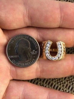 Men's 14k Gold & Real Solid 925 Silver Lucky Horseshoe Ring Size 7 8 9 10 11 12 -Harlem Bling Shop harlembling mens 14k gold and real solid 925 silver lucky horseshoe ring size 7 8 9 10 11 12 76252.1664371652