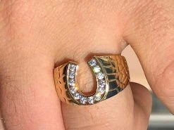 Men's 14k Gold & Real Solid 925 Silver Lucky Horseshoe Ring Size 7 8 9 10 11 12 -Harlem Bling Shop harlembling mens 14k gold and real solid 925 silver lucky horseshoe ring size 7 8 9 10 11 12 86208.1665669751
