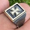 Mens 14k Gold & Real Solid 925 Sterling Silver German Maltese Iron Cross Ring -Harlem Bling Shop harlembling mens 14k gold and real solid 925 sterling silver german maltese iron cross ring 36945.1664388378