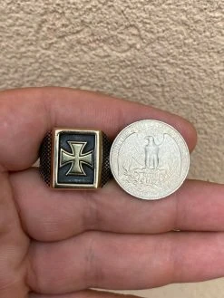 Mens 14k Gold & Real Solid 925 Sterling Silver German Maltese Iron Cross Ring -Harlem Bling Shop harlembling mens 14k gold and real solid 925 sterling silver german maltese iron cross ring 51598.1664374855