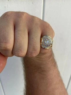 Men's 14k Gold & Solid 925 Sterling Silver Ring ICY Round Cluster Hip Hop Pinky -Harlem Bling Shop harlembling mens 14k gold and solid 925 sterling silver ring icy round cluster hip hop pinky 02118.1664396374