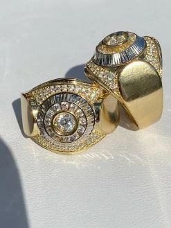 Men's 14k Gold & Solid 925 Sterling Silver Ring ICY Round Cluster Hip Hop Pinky -Harlem Bling Shop harlembling mens 14k gold and solid 925 sterling silver ring icy round cluster hip hop pinky 03198.1664374062