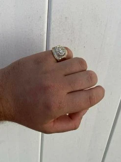 Men's 14k Gold & Solid 925 Sterling Silver Ring ICY Round Cluster Hip Hop Pinky -Harlem Bling Shop harlembling mens 14k gold and solid 925 sterling silver ring icy round cluster hip hop pinky 49667.1664383328