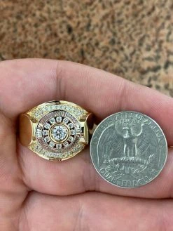 Men's 14k Gold & Solid 925 Sterling Silver Ring ICY Round Cluster Hip Hop Pinky -Harlem Bling Shop harlembling mens 14k gold and solid 925 sterling silver ring icy round cluster hip hop pinky 72520.1664381379