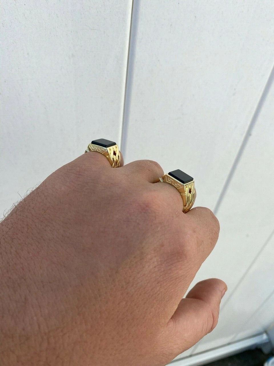 Mens 14k Gold Over Real Solid 925 Sterling Silver Black Onyx Ring Sz 7-13 Pinky 13 Mens 14k Gold Over Real Solid 925 Sterling Silver Black Onyx Ring Sz 7-13 Pinky - Image 11