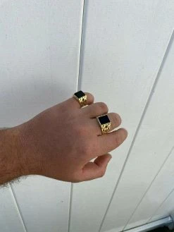 Mens 14k Gold Over Real Solid 925 Sterling Silver Black Onyx Ring Sz 7-13 Pinky 21 Mens 14k Gold Over Real Solid 925 Sterling Silver Black Onyx Ring Sz 7-13 Pinky -Harlem Bling Shop harlembling mens 14k gold over real solid 925 sterling silver black onyx ring sz 7 13 pinky 53704.1664397535