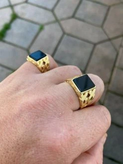 Mens 14k Gold Over Real Solid 925 Sterling Silver Black Onyx Ring Sz 7-13 Pinky 19 Mens 14k Gold Over Real Solid 925 Sterling Silver Black Onyx Ring Sz 7-13 Pinky -Harlem Bling Shop harlembling mens 14k gold over real solid 925 sterling silver black onyx ring sz 7 13 pinky 99072.1664380395
