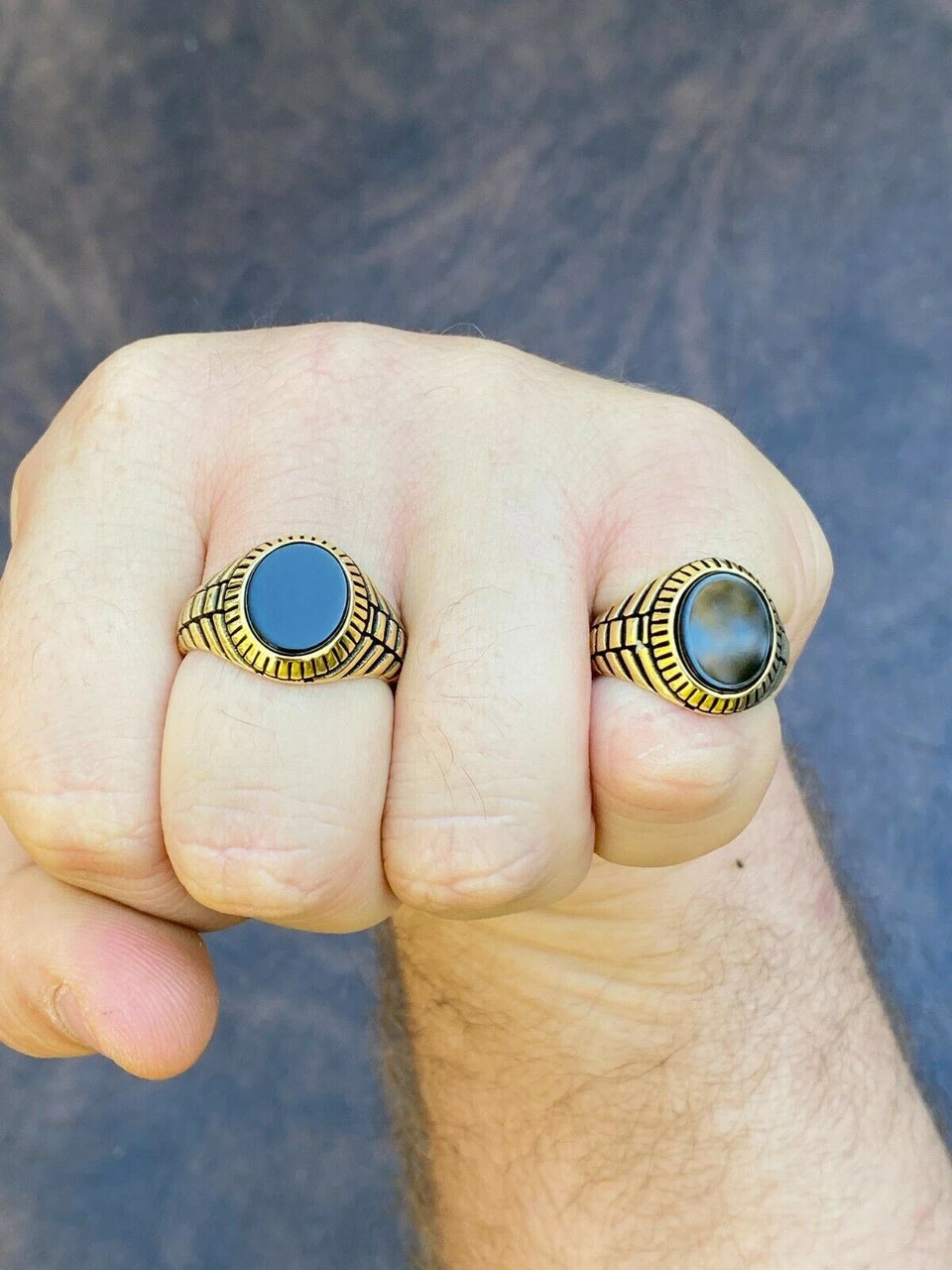 Mens 14k Gold Over Real Solid 925 Sterling Silver Black Onyx Round Signet Ring 11 Mens 14k Gold Over Real Solid 925 Sterling Silver Black Onyx Round Signet Ring - Image 9