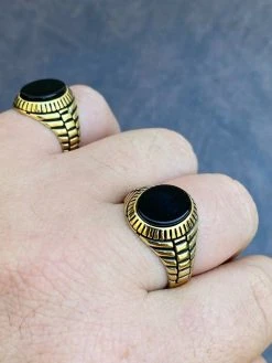 Mens 14k Gold Over Real Solid 925 Sterling Silver Black Onyx Round Signet Ring 16 Mens 14k Gold Over Real Solid 925 Sterling Silver Black Onyx Round Signet Ring -Harlem Bling Shop harlembling mens 14k gold over real solid 925 sterling silver black onyx round signet ring 38567.1664395928