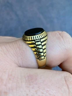 Mens 14k Gold Over Real Solid 925 Sterling Silver Black Onyx Round Signet Ring 19 Mens 14k Gold Over Real Solid 925 Sterling Silver Black Onyx Round Signet Ring -Harlem Bling Shop harlembling mens 14k gold over real solid 925 sterling silver black onyx round signet ring 82781.1664376850