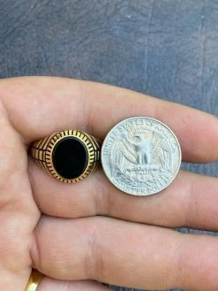 Mens 14k Gold Over Real Solid 925 Sterling Silver Black Onyx Round Signet Ring 25 Mens 14k Gold Over Real Solid 925 Sterling Silver Black Onyx Round Signet Ring -Harlem Bling Shop harlembling mens 14k gold over real solid 925 sterling silver black onyx round signet ring 83468.1664400109