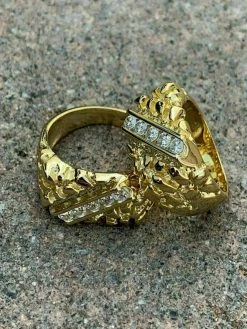 Men's 14k Gold Over REAL Solid 925 Sterling Silver Diamond Nugget Ring Sz 7-13 32 Men's 14k Gold Over REAL Solid 925 Sterling Silver Diamond Nugget Ring Sz 7-13 -Harlem Bling Shop harlembling mens 14k gold over real solid 925 sterling silver diamond nugget ring sz 7 13 53288.1664393926