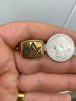 Mens 14k Gold Over Real Solid 925 Sterling Silver Free Mason G Masonic Ring 7-13 -Harlem Bling Shop harlembling mens 14k gold over real solid 925 sterling silver free mason g masonic ring 7 13 69530.1664371298