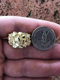 Men's 14k Gold Over REAL Solid 925 Sterling Silver Heavy Nugget Ring Size 6-13 -Harlem Bling Shop harlembling mens 14k gold over real solid 925 sterling silver heavy nugget ring size 6 13 35873.1665671612