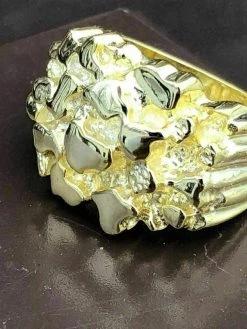 Men's 14k Gold Over REAL Solid 925 Sterling Silver Heavy Nugget Ring Size 6-13 -Harlem Bling Shop harlembling mens 14k gold over real solid 925 sterling silver heavy nugget ring size 6 13 99028.1664394434