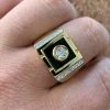 Men's 14k Gold Over Solid 925 Silver Black Onyx Ring ICY Pinky Diamond Sz 7-12 -Harlem Bling Shop harlembling mens 14k gold over solid 925 silver black onyx ring icy pinky diamond sz 7 12 31957.1664379595