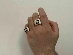 Men's 14k Gold Over Solid 925 Silver Black Onyx Ring ICY Pinky Diamond Sz 7-12 -Harlem Bling Shop harlembling mens 14k gold over solid 925 silver black onyx ring icy pinky diamond sz 7 12 50764.1664375993