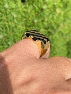 Men's 14k Gold Over Solid 925 Silver Black Onyx Ring Pinky Anillo Para Hombre -Harlem Bling Shop harlembling mens 14k gold over solid 925 silver black onyx ring pinky anillo para hombre 51140.1664399935