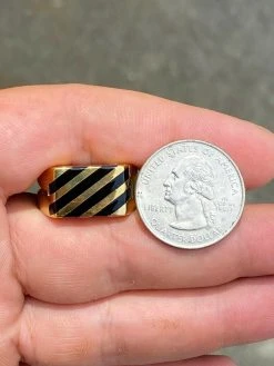 Men's 14k Gold Over Solid 925 Silver Black Onyx Ring Pinky Anillo Para Hombre -Harlem Bling Shop harlembling mens 14k gold over solid 925 silver black onyx ring pinky anillo para hombre 60888.1664376942