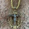 Men's 14k Gold Over Solid 925 Silver Jesus Crucifix & Anchor Piece & Rope Chain 2 Men's 14k Gold Over Solid 925 Silver Jesus Crucifix & Anchor Piece & Rope Chain -Harlem Bling Shop harlembling mens 14k gold over solid 925 silver jesus crucifix and anchor piece and rope chain 15602.1664372971