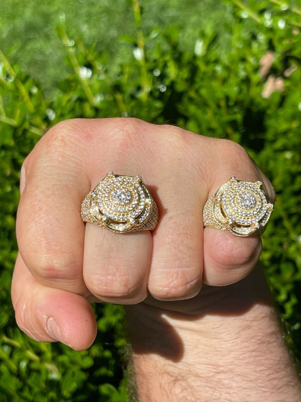 Men's 14k Gold Over Solid 925 Silver King Crown Diamond Pinky RING Iced Hip Hop 5 Men's 14k Gold Over Solid 925 Silver King Crown Diamond Pinky RING Iced Hip Hop - Image 3