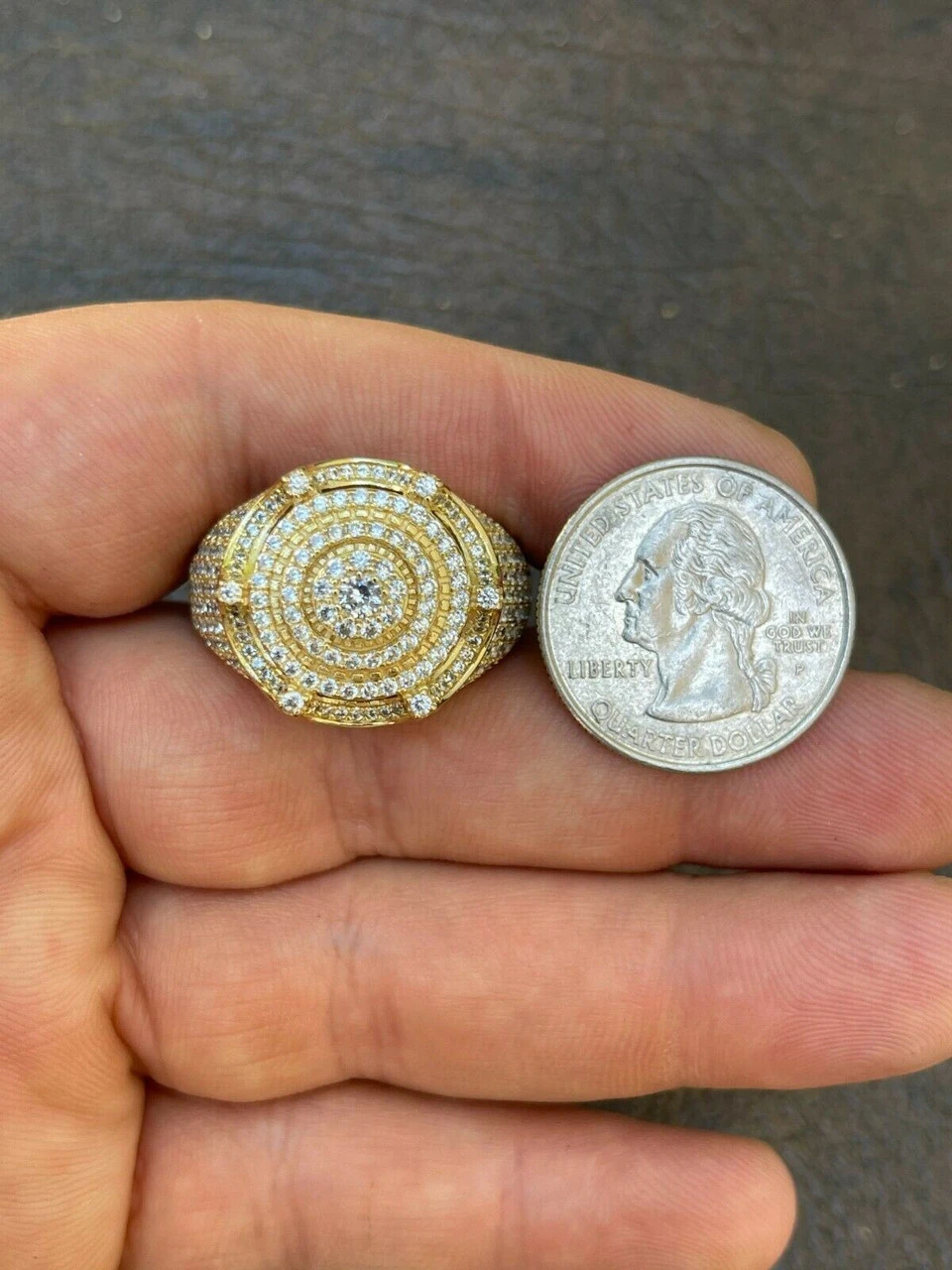 Men's 14k Gold Over Solid 925 Silver King Crown Diamond Pinky RING Iced Hip Hop 6 Men's 14k Gold Over Solid 925 Silver King Crown Diamond Pinky RING Iced Hip Hop - Image 4