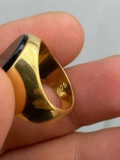Men's 14k Gold Over Solid 925 Sterling Silver Black Onyx Signet Ring Sz 7-13 -Harlem Bling Shop harlembling mens 14k gold over solid 925 sterling silver black onyx signet ring sz 7 13 41757.1664375336