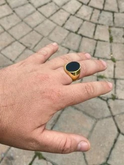 Men's 14k Gold Over Solid 925 Sterling Silver Black Onyx Signet Ring Sz 7-13 -Harlem Bling Shop harlembling mens 14k gold over solid 925 sterling silver black onyx signet ring sz 7 13 45713.1664377089