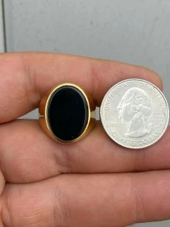 Men's 14k Gold Over Solid 925 Sterling Silver Black Onyx Signet Ring Sz 7-13 -Harlem Bling Shop harlembling mens 14k gold over solid 925 sterling silver black onyx signet ring sz 7 13 52303.1664399448