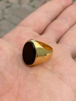 Men's 14k Gold Over Solid 925 Sterling Silver Black Onyx Signet Ring Sz 7-13 -Harlem Bling Shop harlembling mens 14k gold over solid 925 sterling silver black onyx signet ring sz 7 13 84163.1664382903